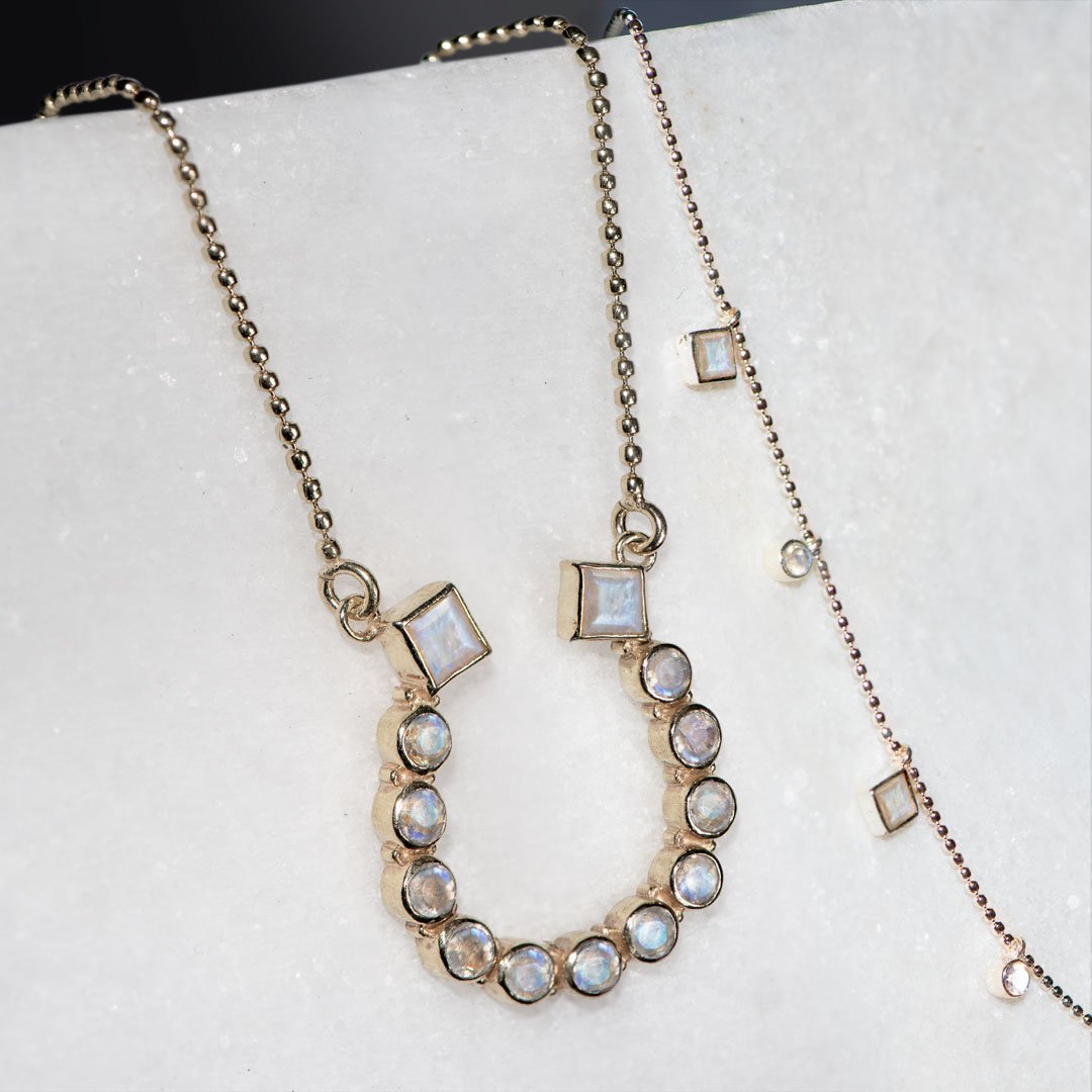 Keepsake - Moonstone Equestrian Horseshoe Necklace in Silver Urban-Equestrian