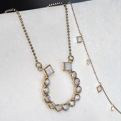 Keepsake - Moonstone Equestrian Horseshoe Necklace in Silver Urban-Equestrian