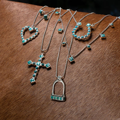 Keepsake - Turquoise Cross Necklace in Gold Urban-Equestrian