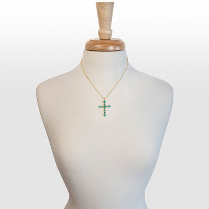 Keepsake - Turquoise Cross Necklace in Gold Urban-Equestrian