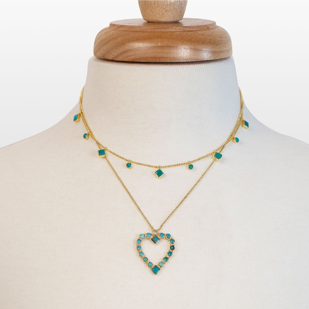Keepsake - Turquoise Heart Necklace in Gold Urban-Equestrian