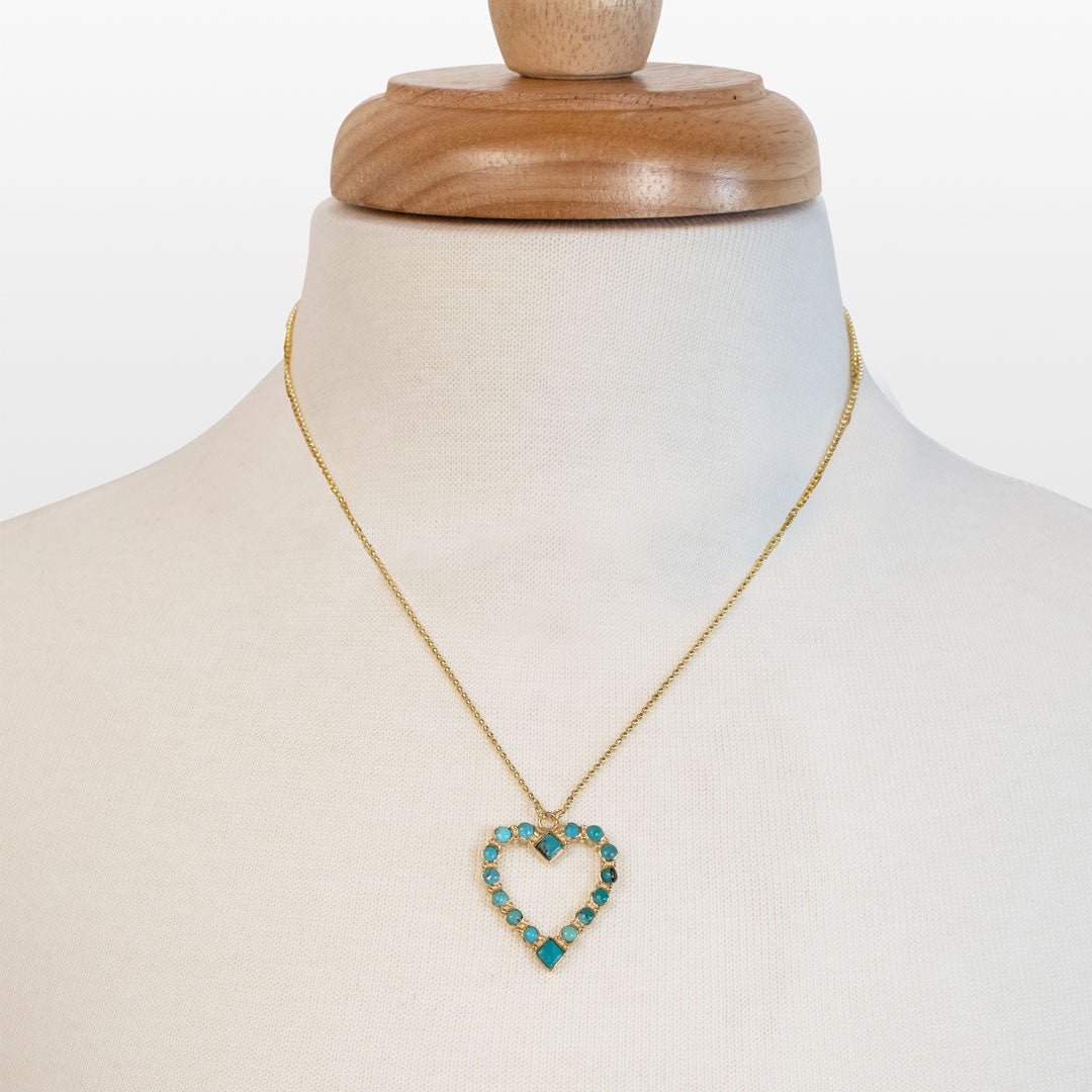 Keepsake - Turquoise Heart Necklace in Gold Urban-Equestrian