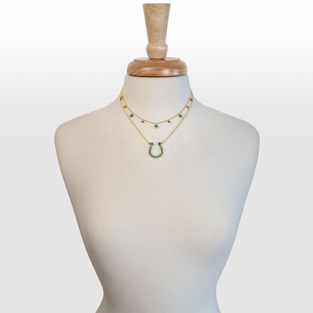Keepsake - Turquoise Equestrian Horseshoe Necklace in Gold Urban-Equestrian