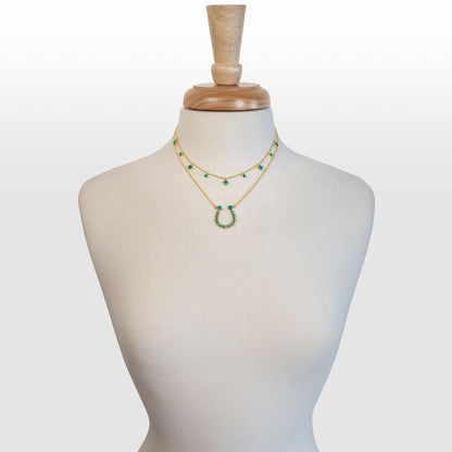 Keepsake - Turquoise Equestrian Horseshoe Necklace in Gold Urban-Equestrian