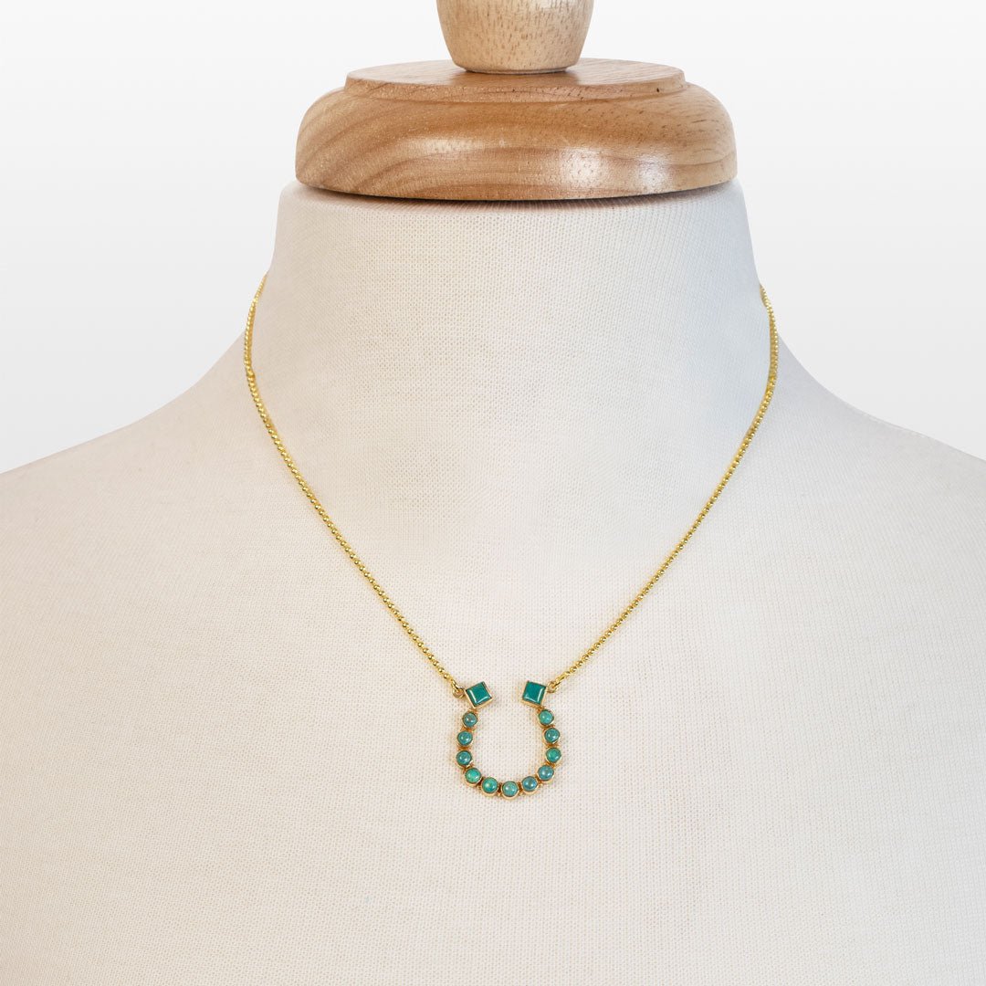 Keepsake - Turquoise Equestrian Horseshoe Necklace in Gold Urban-Equestrian