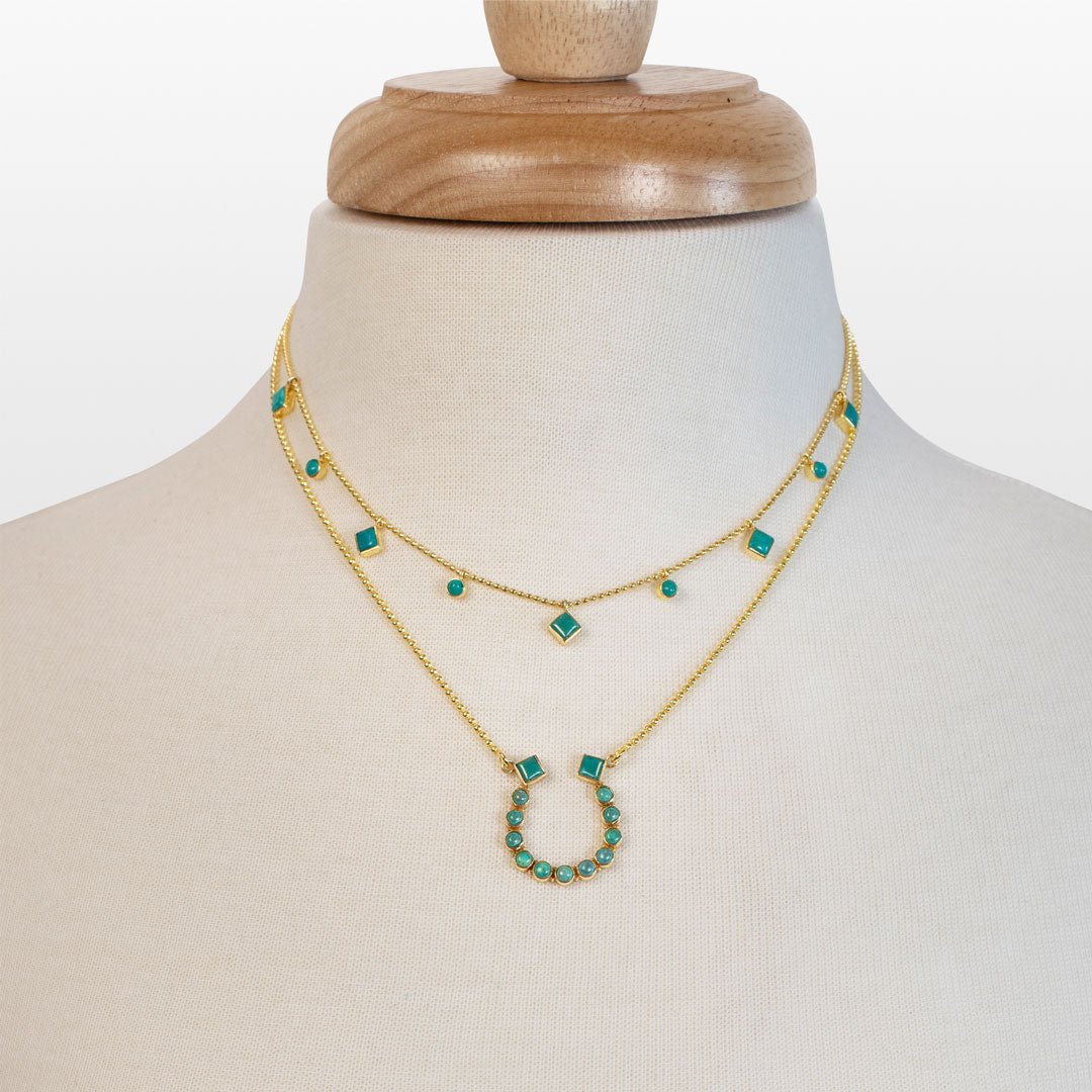 Keepsake - Turquoise Equestrian Horseshoe Necklace in Gold Urban-Equestrian