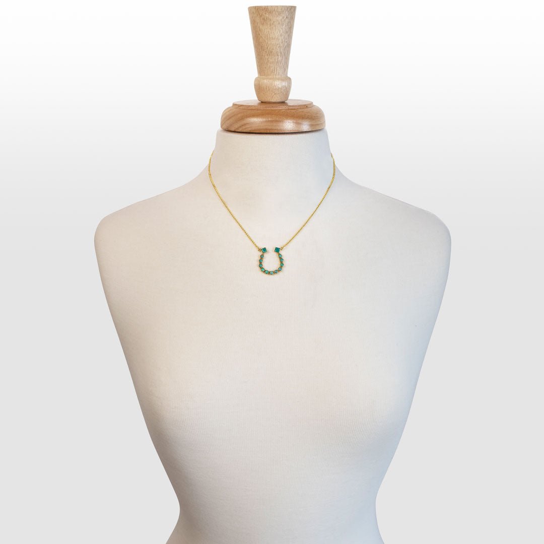 Keepsake - Turquoise Equestrian Horseshoe Necklace in Gold Urban-Equestrian