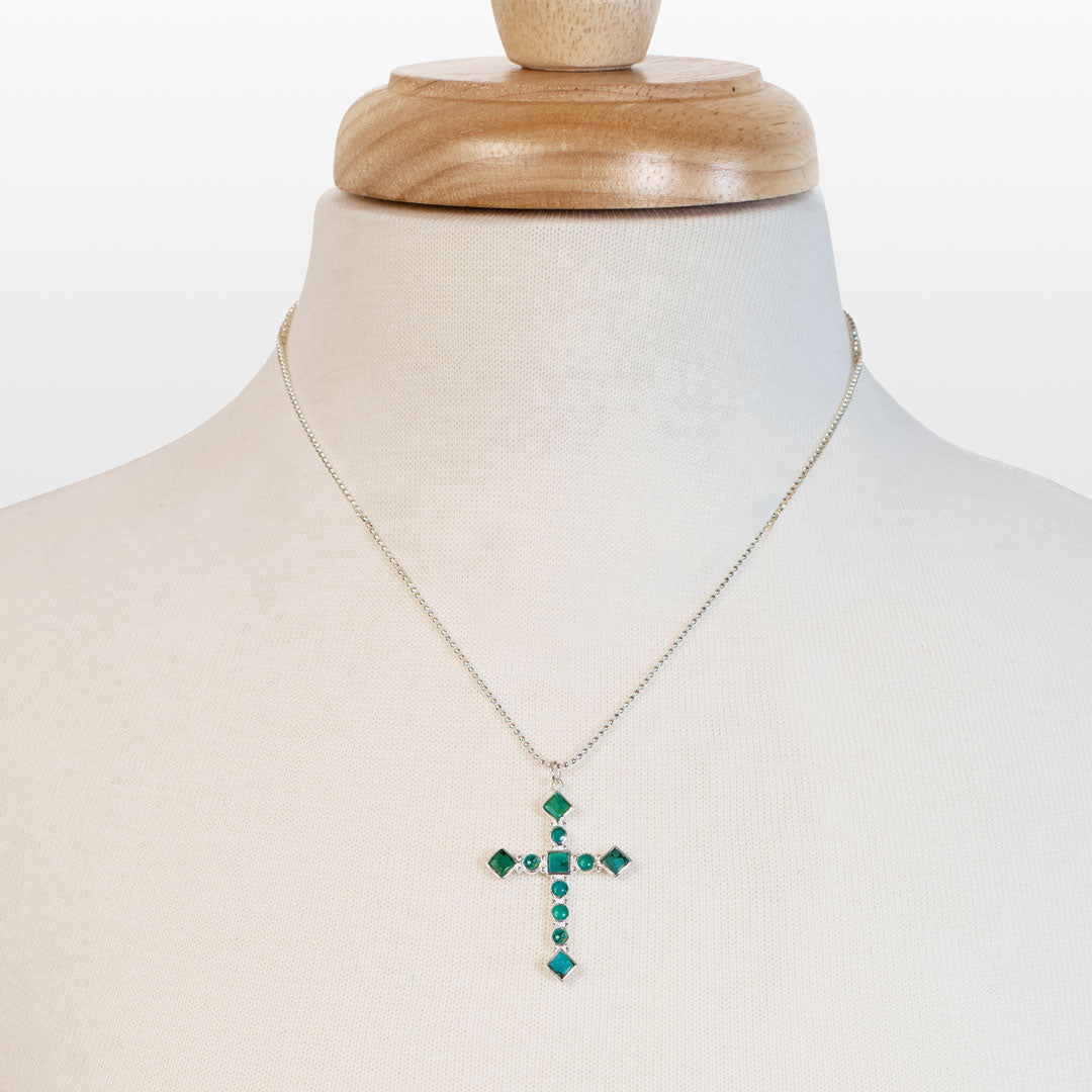 Keepsake - Turquoise Cross Necklace in Silver Urban-Equestrian