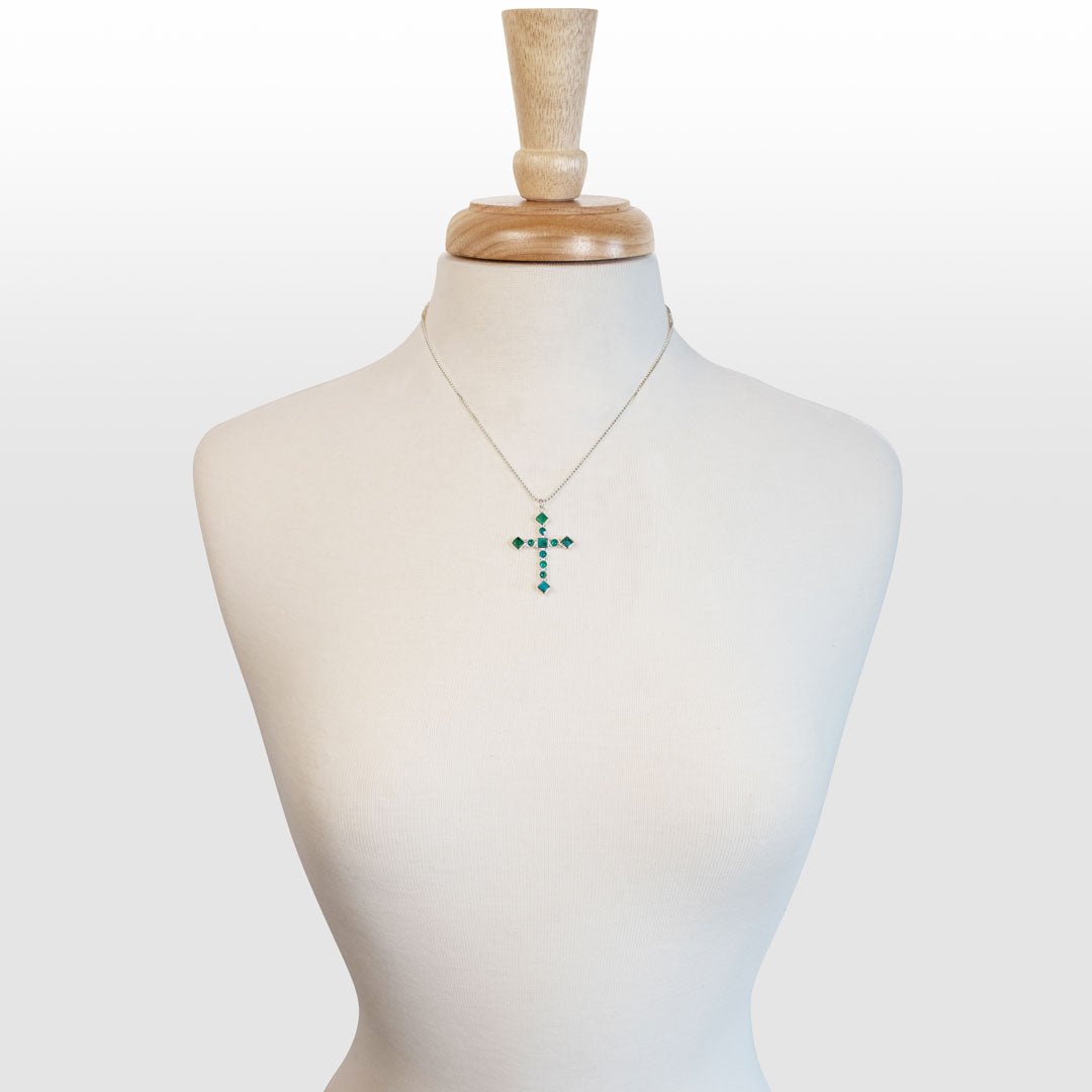 Keepsake - Turquoise Cross Necklace in Silver Urban-Equestrian