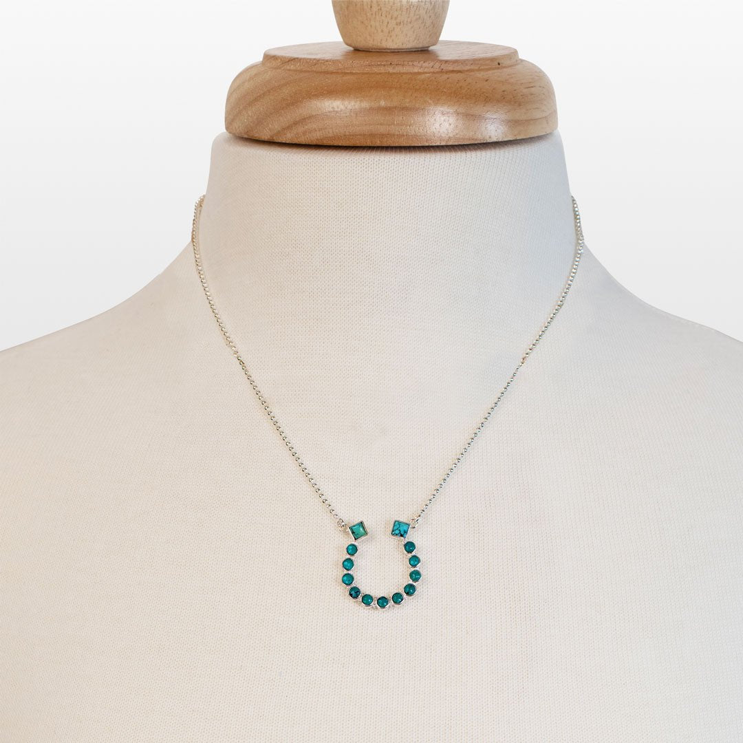 Keepsake - Turquoise Equestrian Horseshoe Necklace in Silver Urban-Equestrian