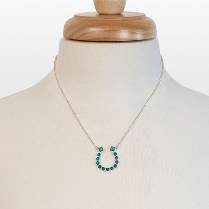 Keepsake - Turquoise Equestrian Horseshoe Necklace in Silver Urban-Equestrian