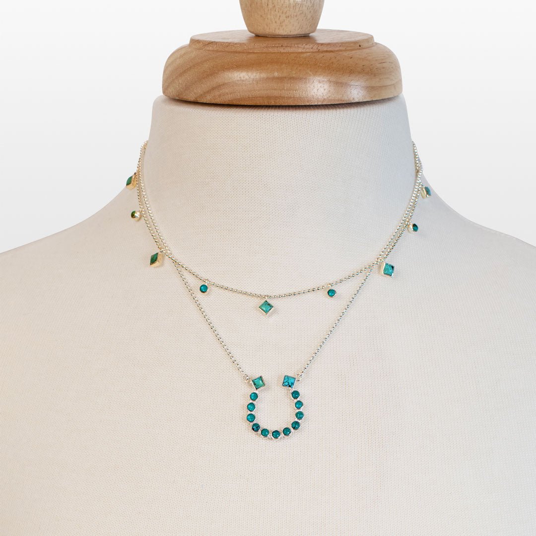 Keepsake - Turquoise Equestrian Horseshoe Necklace in Silver Urban-Equestrian