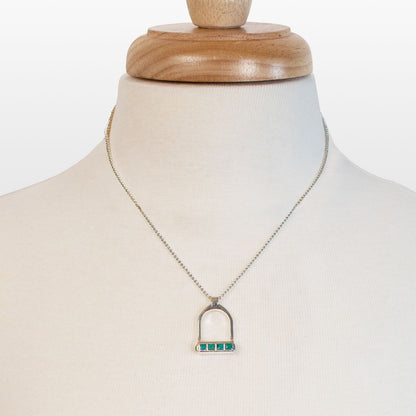 Keepsake - Turquoise Equestrian Riding Stirrup Necklace in Silver Urban-Equestrian