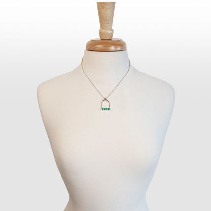 Keepsake - Turquoise Equestrian Riding Stirrup Necklace in Silver Urban-Equestrian