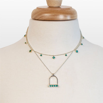Keepsake - Turquoise Equestrian Riding Stirrup Necklace in Silver Urban-Equestrian