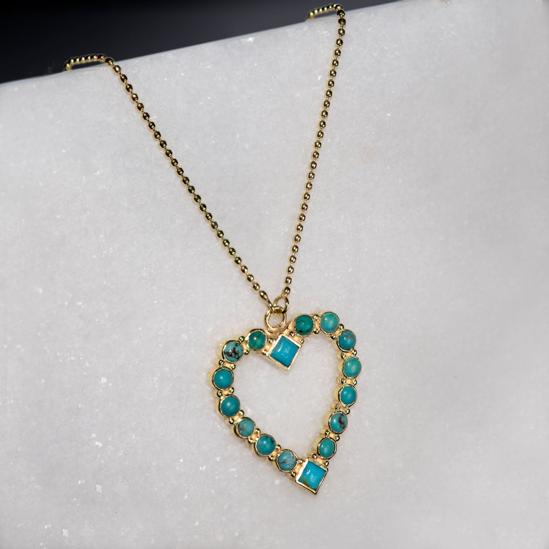Keepsake - Turquoise Heart Necklace in Gold Urban-Equestrian