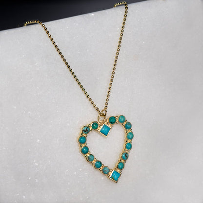Keepsake - Turquoise Heart Necklace in Gold Urban-Equestrian