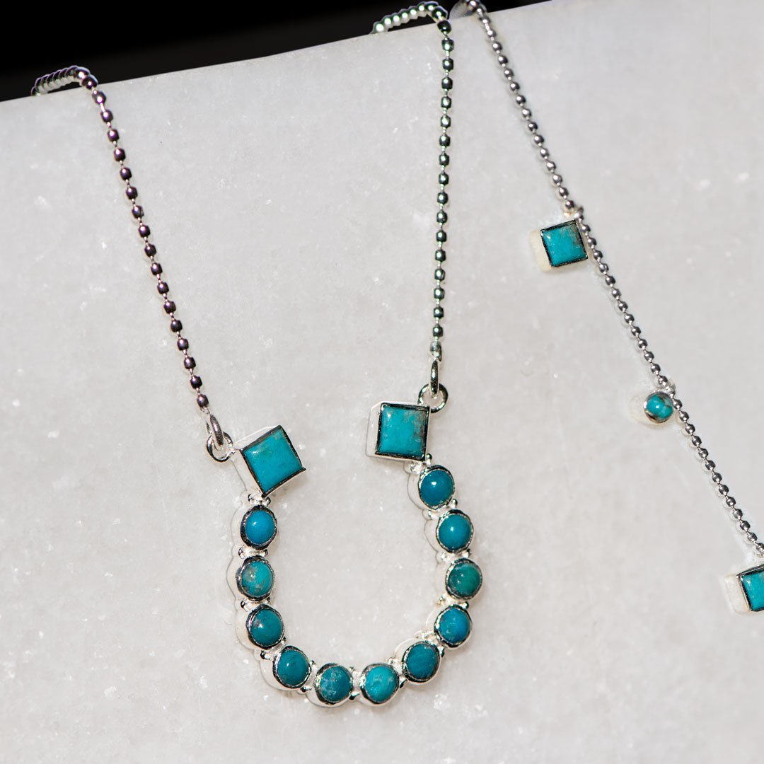 Keepsake - Turquoise Equestrian Horseshoe Necklace in Silver Urban-Equestrian