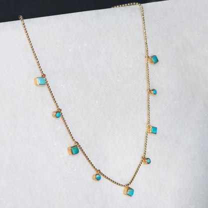 Keepsake - Turquoise Equestrian Riding Stirrup Necklace in Gold Urban-Equestrian