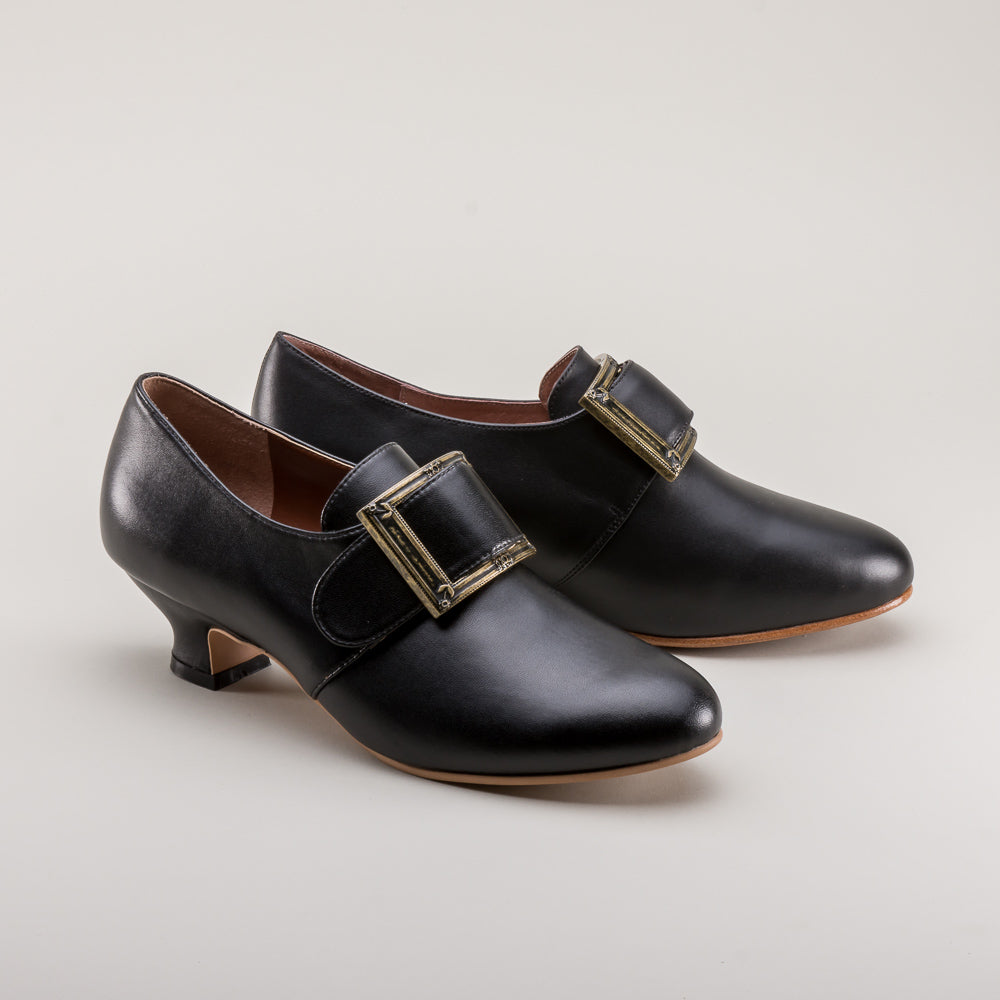 Kensington 18th Century Leather Shoes (Black) American Duchess