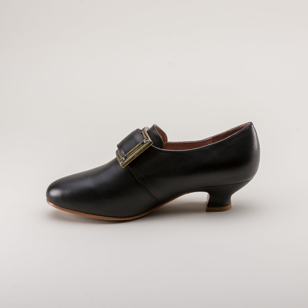 Kensington 18th Century Leather Shoes (Black) American Duchess