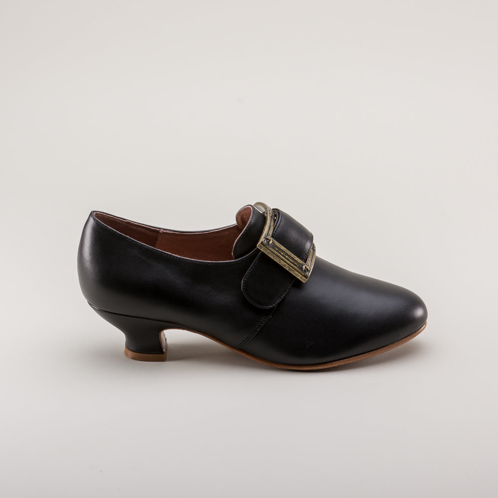 Kensington 18th Century Leather Shoes (Black) American Duchess