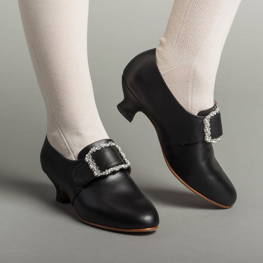 Kensington 18th Century Leather Shoes (Black) American Duchess