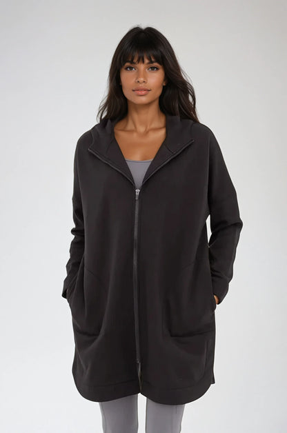 Cozy Comfort  Zip Up Hoodie Jacket  Black