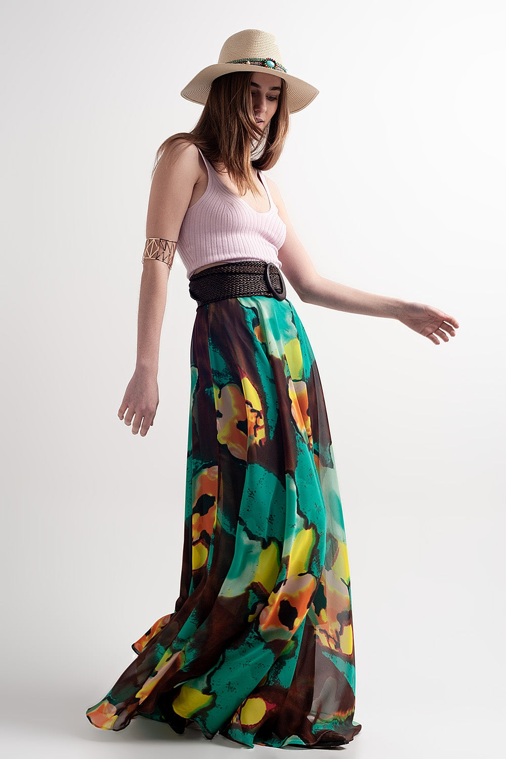 Knitted crop top co ord in pink Q2store