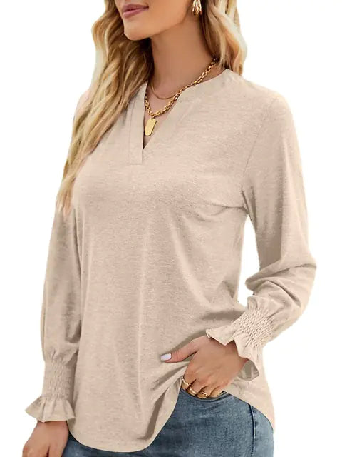 Lightweight V-Neck Long Sleeve Sweatshirt for Women