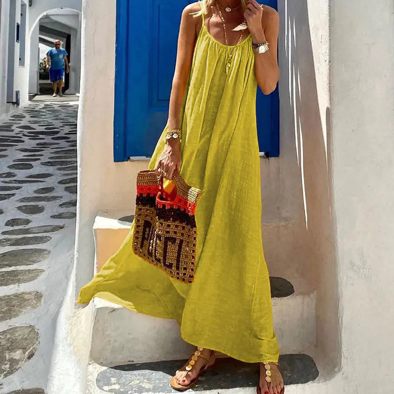Halter Cotton and Linen Dress for Women