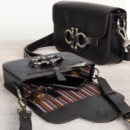 Lana - Horse Bit Crossbody Luxury Leather Bag in Black Urban-Equestrian