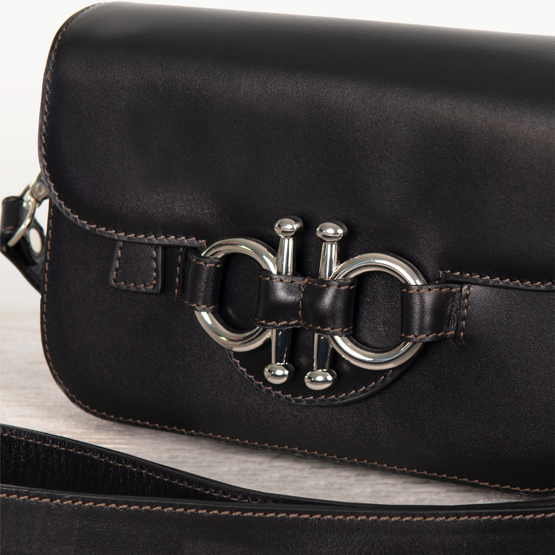 Lana - Horse Bit Crossbody Luxury Leather Bag in Black Urban-Equestrian