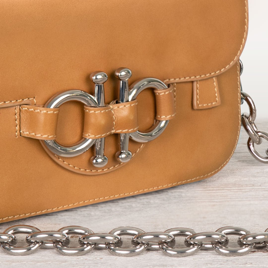 Lana - Horse Bit Crossbody Luxury Leather Bag in Caramel Urban-Equestrian