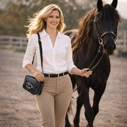 Lana - Horse Bit Crossbody Luxury Leather Bag in Black Urban-Equestrian