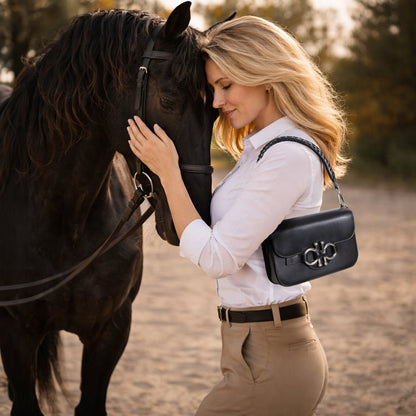 Lana - Horse Bit Crossbody Luxury Leather Bag in Black Urban-Equestrian