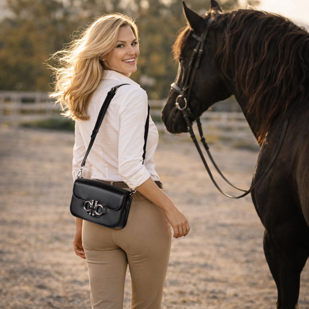 Lana - Horse Bit Crossbody Luxury Leather Bag in Black Urban-Equestrian