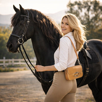 Lana - Horse Bit Crossbody Luxury Leather Bag in Caramel Urban-Equestrian