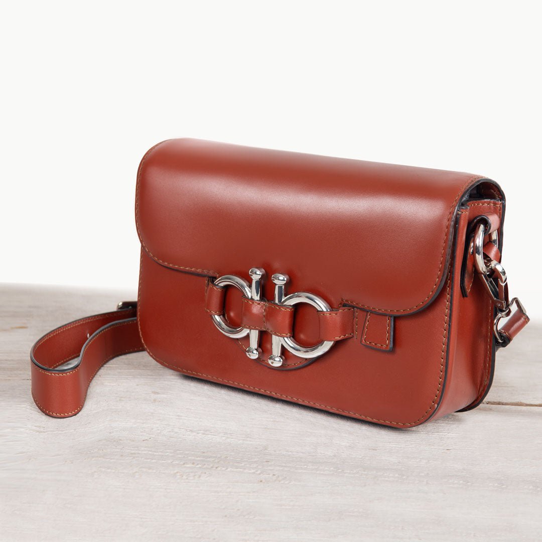 Lana - Horse Bit Crossbody Luxury Leather Bag in Cognac Urban-Equestrian