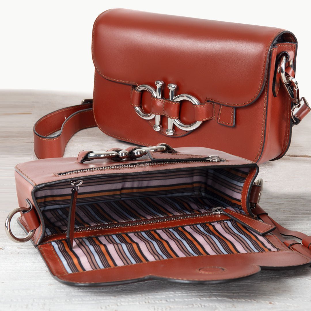 Lana - Horse Bit Crossbody Luxury Leather Bag in Cognac Urban-Equestrian