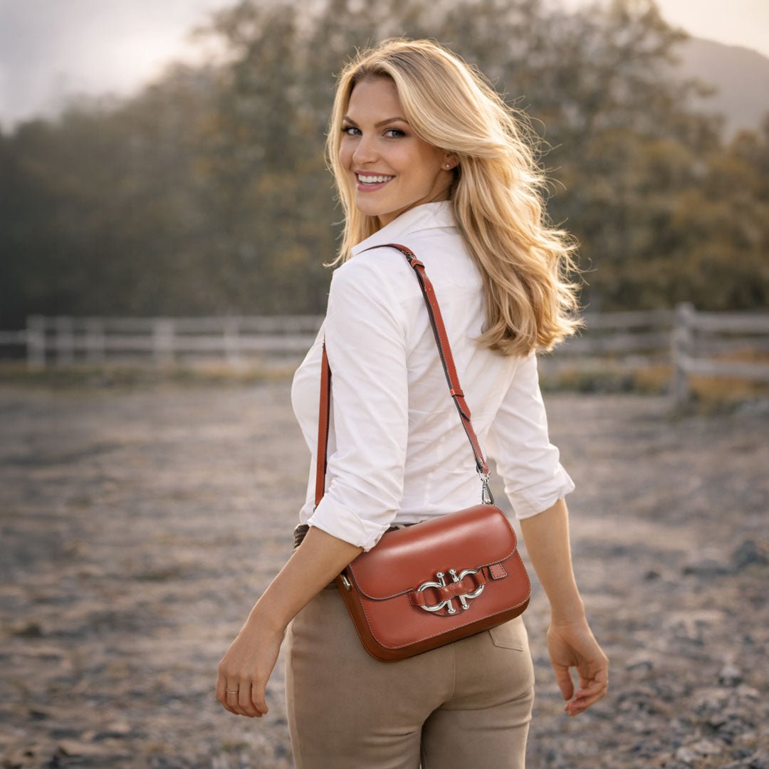 Lana - Horse Bit Crossbody Luxury Leather Bag in Cognac Urban-Equestrian