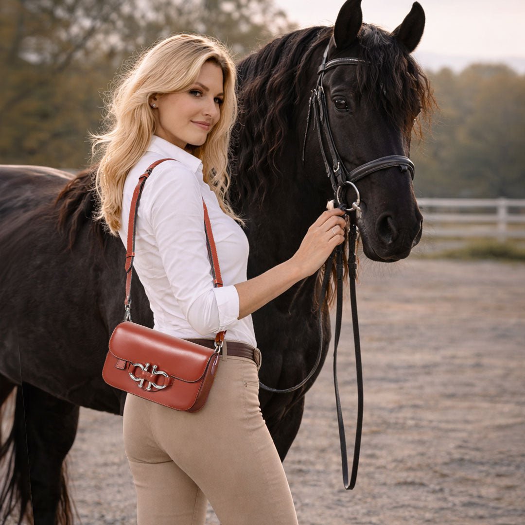 Lana - Horse Bit Crossbody Luxury Leather Bag in Cognac Urban-Equestrian