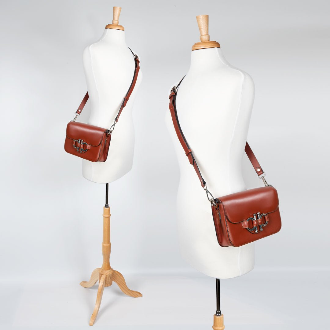 Lana - Horse Bit Crossbody Luxury Leather Bag in Cognac Urban-Equestrian