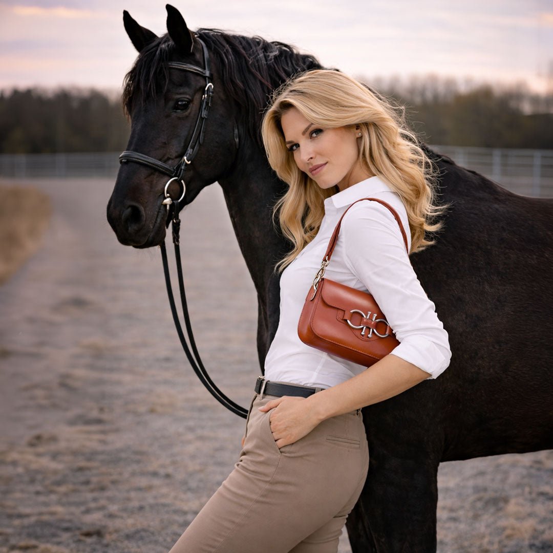 Lana - Horse Bit Crossbody Luxury Leather Bag in Cognac Urban-Equestrian