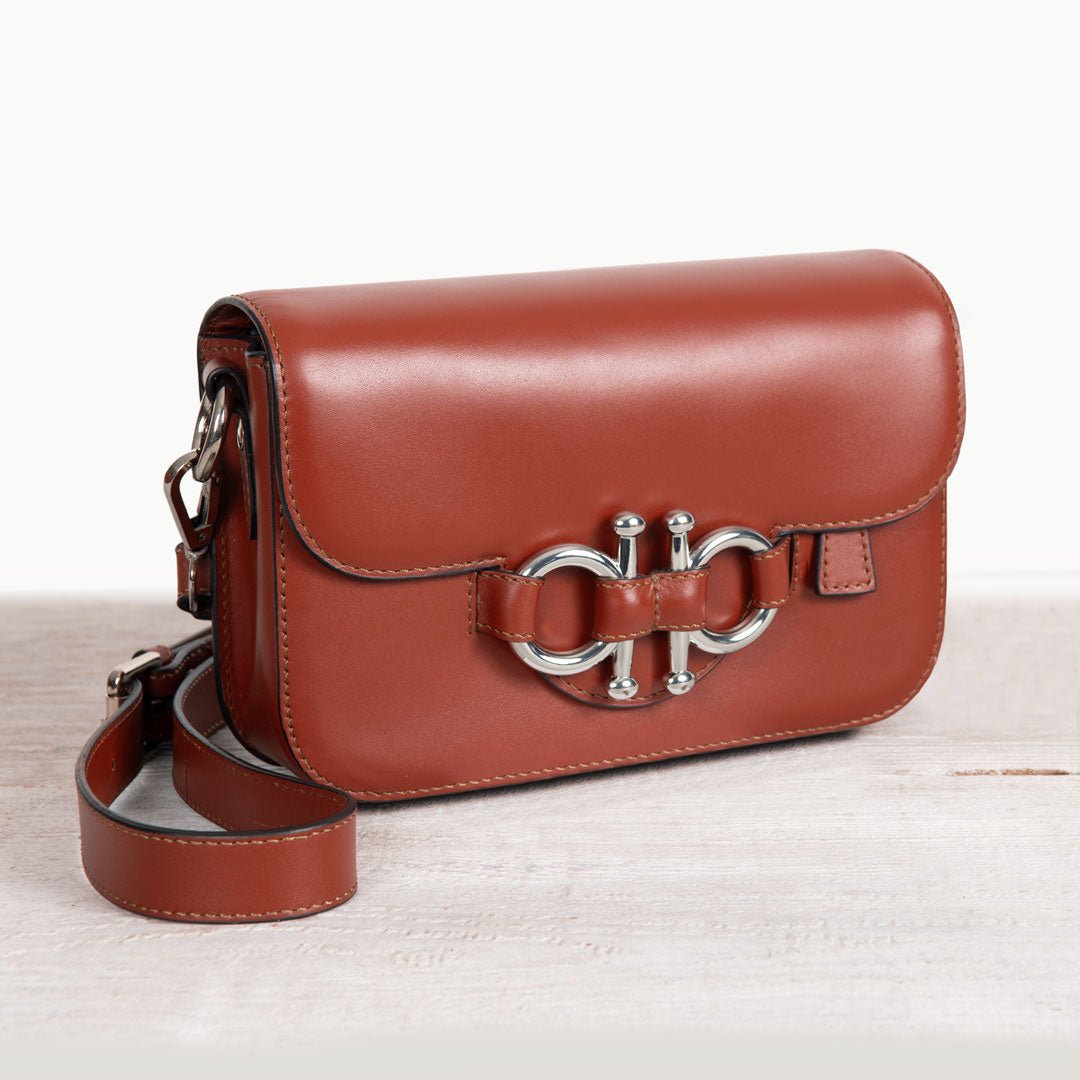 Lana - Horse Bit Crossbody Luxury Leather Bag in Cognac Urban-Equestrian