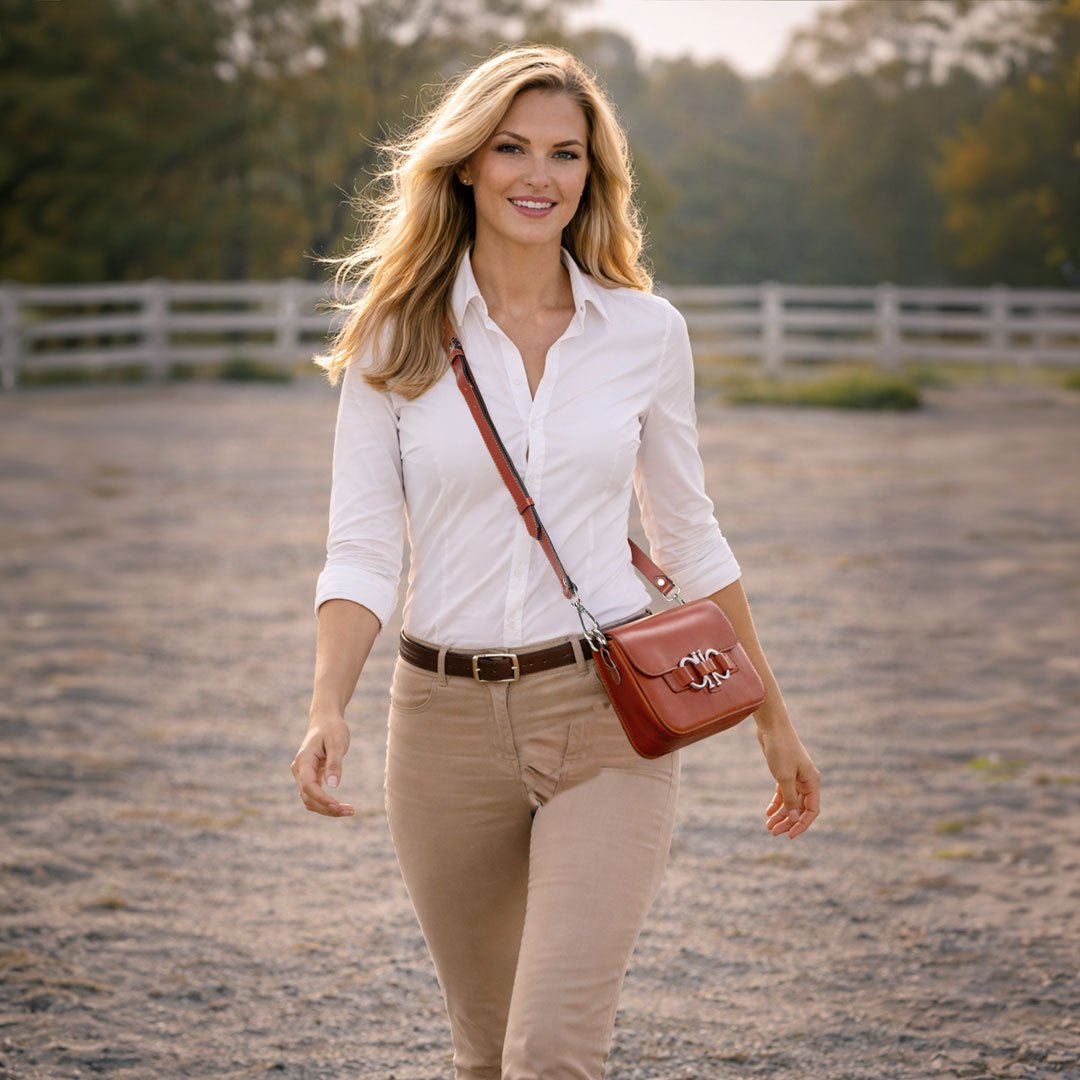 Lana - Horse Bit Crossbody Luxury Leather Bag in Cognac Urban-Equestrian