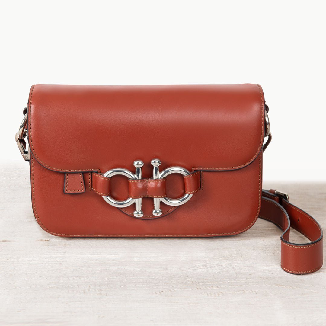 Lana - Horse Bit Crossbody Luxury Leather Bag in Cognac Urban-Equestrian