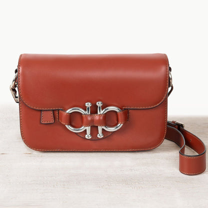 Lana - Horse Bit Crossbody Luxury Leather Bag in Cognac Urban-Equestrian