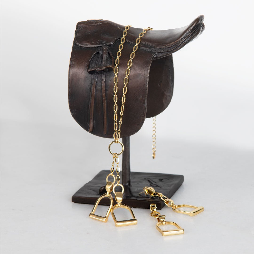 Langley - Equestrian Double Riding Stirrup Necklace in Gold Urban-Equestrian