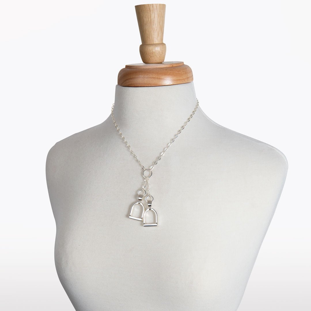 Langley - Equestrian Double Riding Stirrup Necklace in Silver Urban-Equestrian